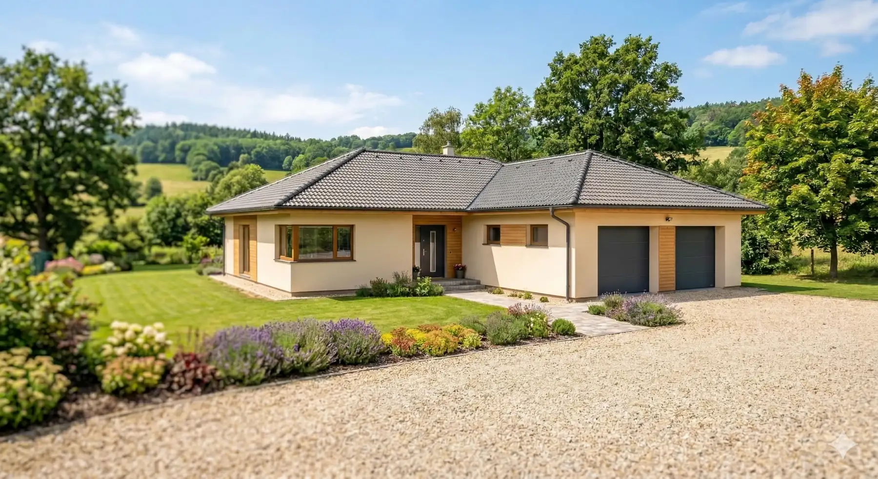 Bungalov s upravenou zahradou a příjezdovou cestou